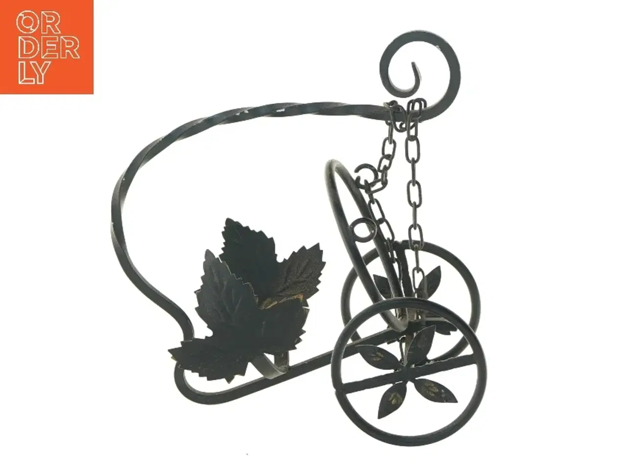 Billede 1 - Metal lysestage med bladmønster (vin kanon) (str. 22 cm)