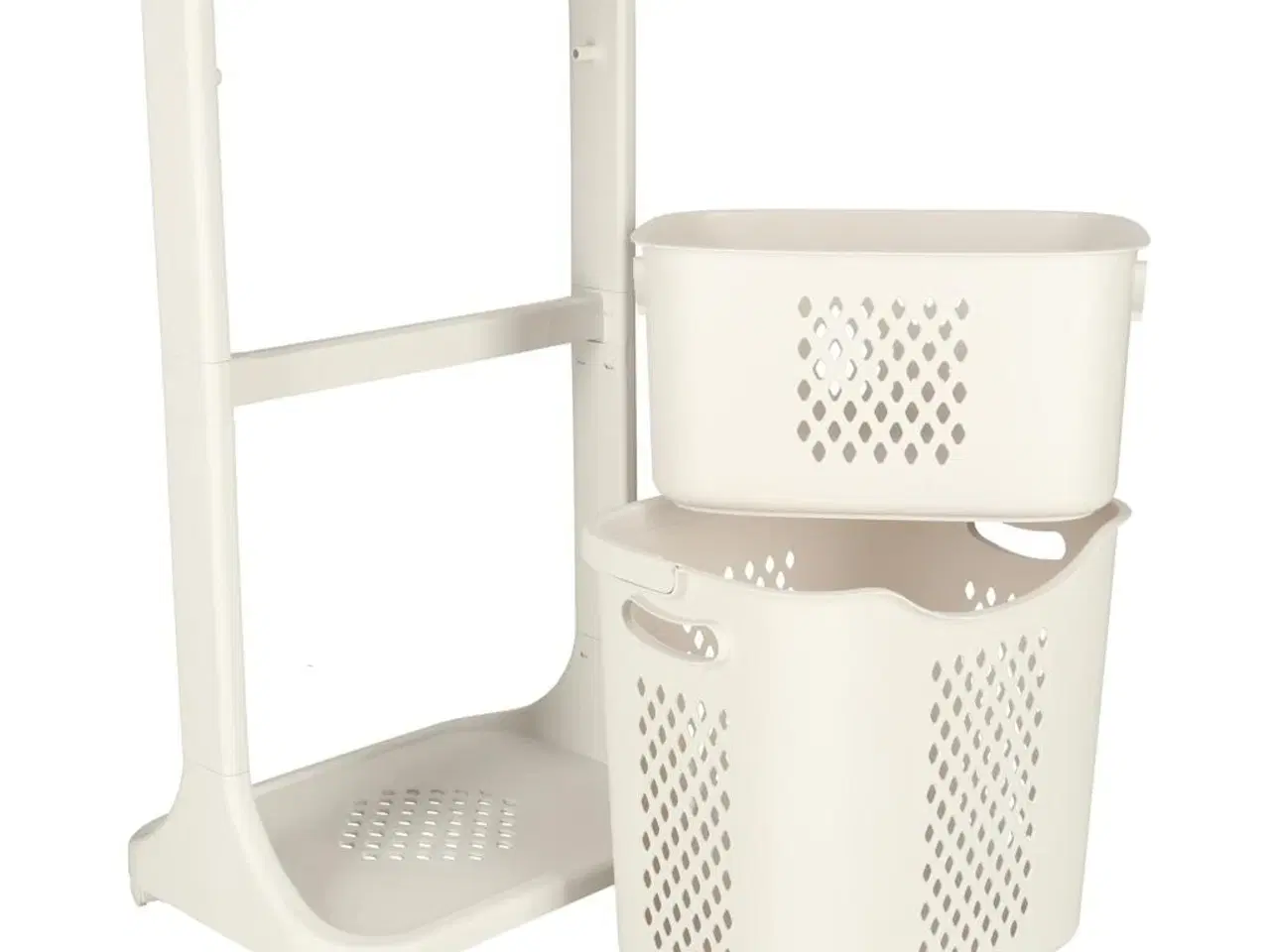 Billede 3 - Vasketøjskurv med dobbelte kurve på hjul – plast, 44 × 77,5 × 32 cm