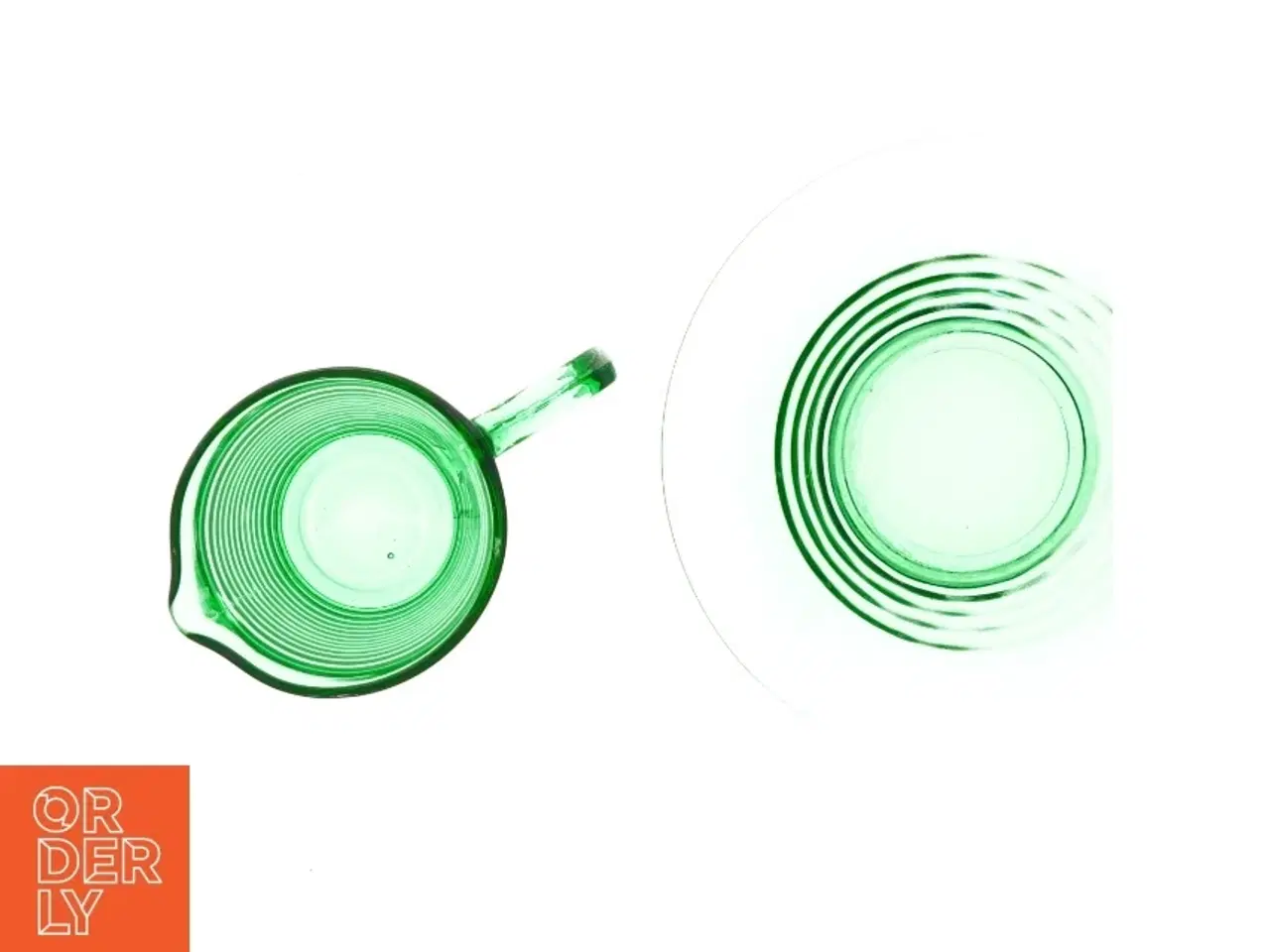 Billede 2 - Grøn glas kande og skål (str. 23 x 23 cm og 17 x 11 cm)