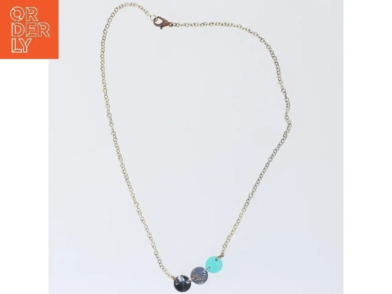 Billede 3 - Halskæde med farvede sten (str. 42 cm)