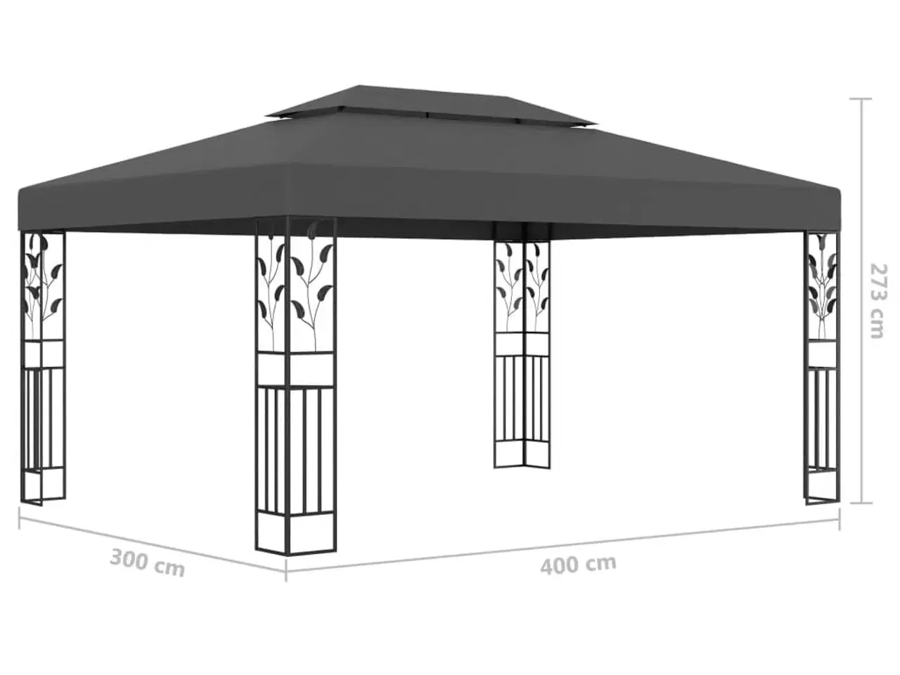 Billede 6 - Pavillon med dobbelttag 3x4 m antracitgrå