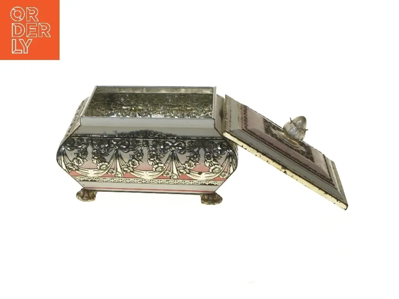 Billede 5 - Dekorativ metalkasse med låg (str. 17x14 cm)