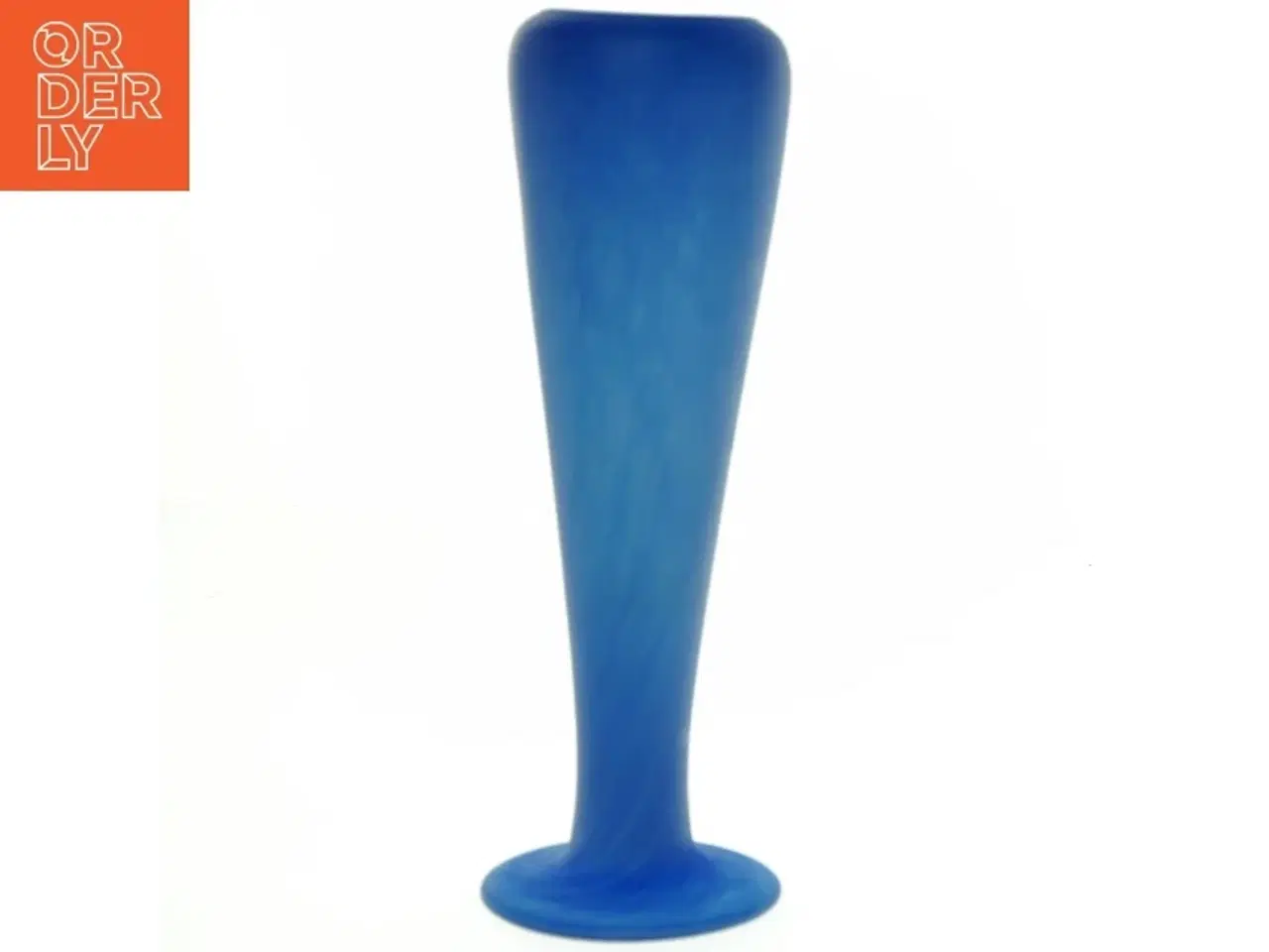 Billede 2 - Mundblæst Blå Glas Vase med flot farvespil(str. 24 x 8 cm)