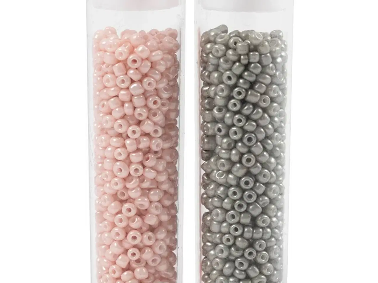 Billede 1 - Rocaiperler, diam. 1,7 mm, str. 15/0, hulstr. 0,5-0,8 mm, lys grå, støvet rosa, 2x7g/ 1 pk.