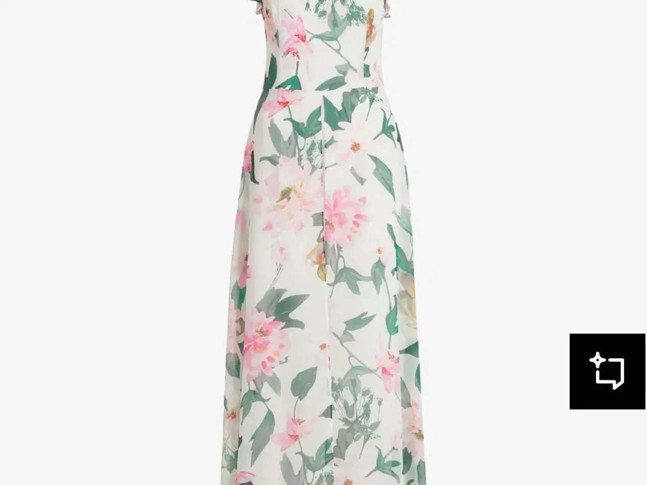 Billede 1 - Blomstret buksedragt med slæb