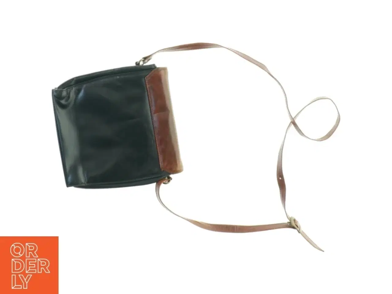 Billede 3 - Vintage Tofarvet Læder Crossbody Skulder Taske fra Eros (str. 23 x 23 cm)