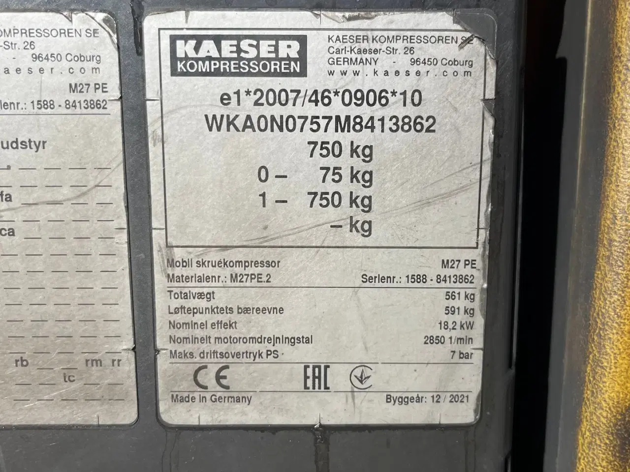 Billede 5 - Kaeser M27 2,7M3 mobilkompressor  kun kørt 235t