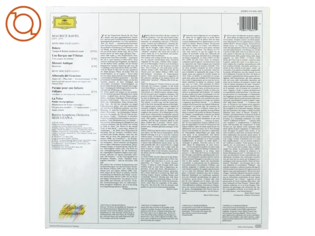 Billede 2 - Lp plade bolero, Ravel fra Digitally Remastered (str. 31 x 31 cm)