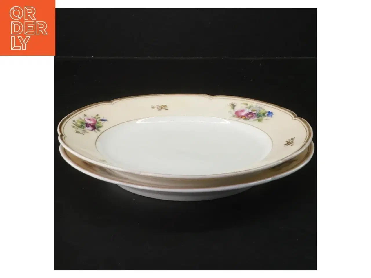 Billede 1 - Antikke Bing og Grøndahl Porcelænstallerkener med blomsterdekoration, 2 stk.  (str. Ø 21,5 cm)