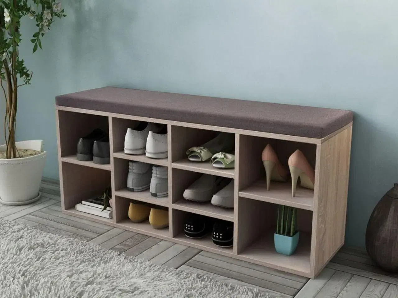 Billede 1 - Skobænk 10 rum egetræsfarve