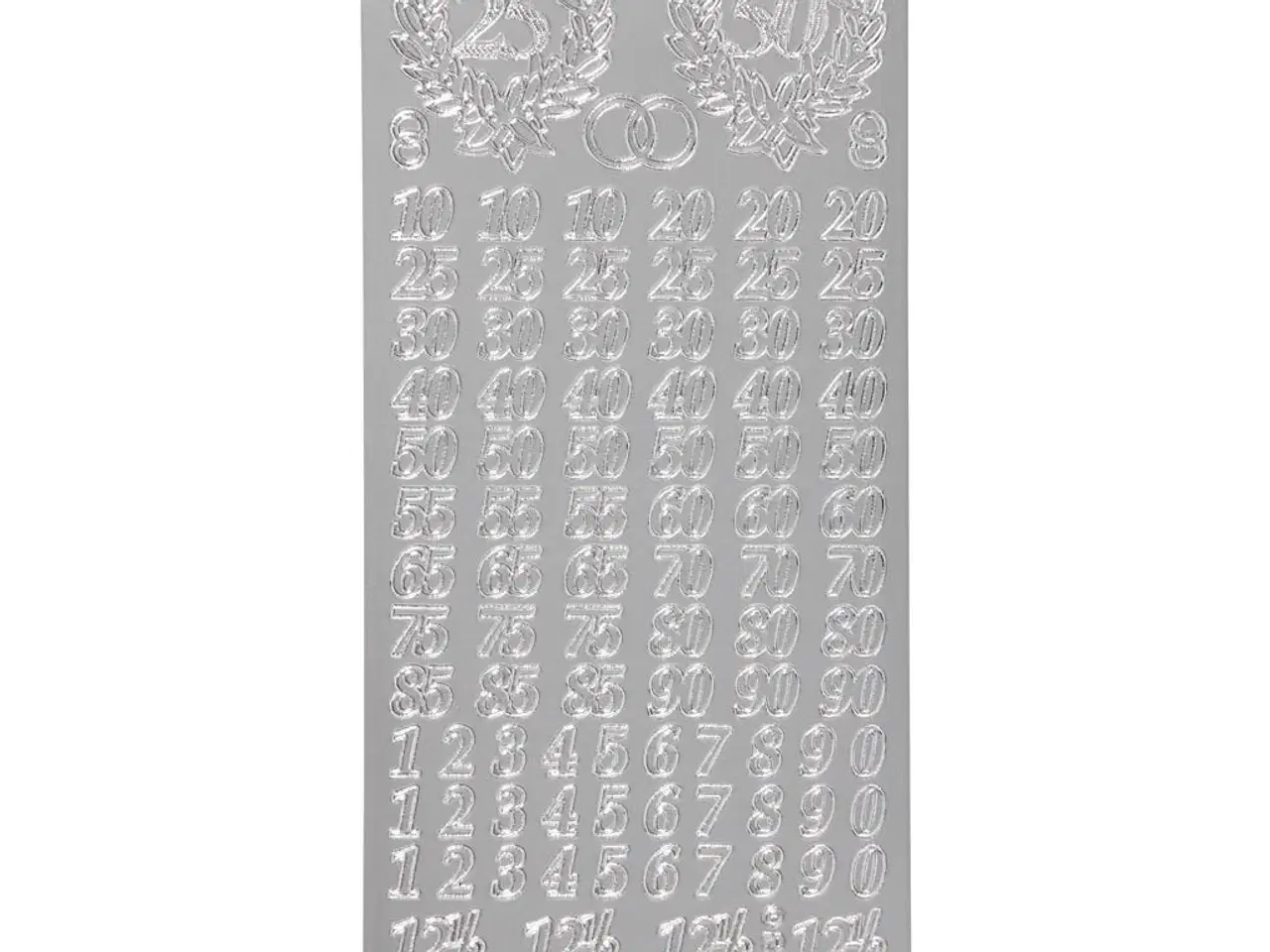 Billede 1 - Stickers, jubilæum, ark 10x23 cm, sølv, 1 ark