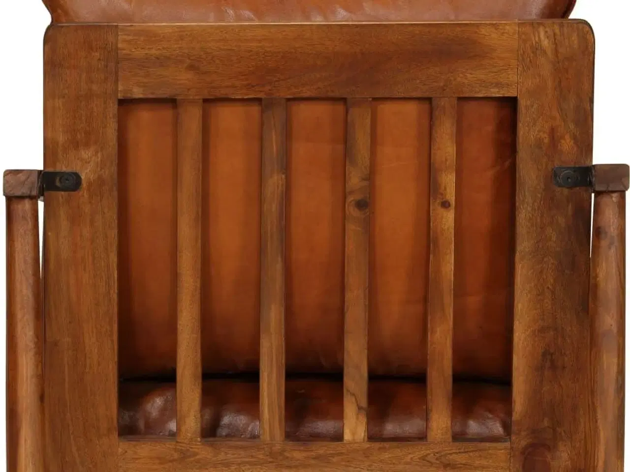 Billede 7 - Lænestol ægte læder med akacietræ brun