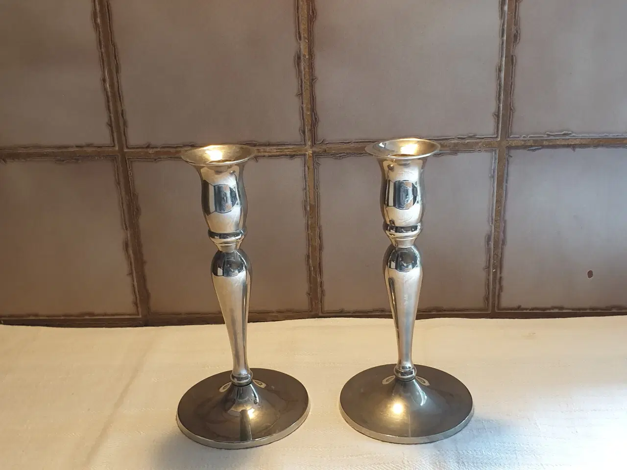 Billede 1 - Lysestager forkromet messing h22 sæt30kr