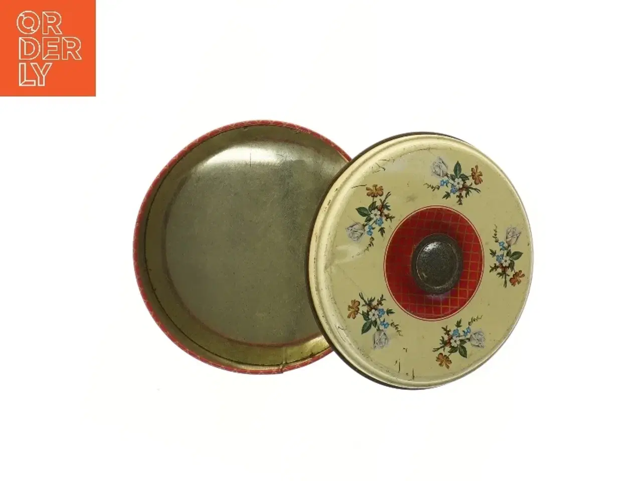 Billede 4 - Dekorativ rund metal dåse (str. Ø 20 cm højde 9 cm)