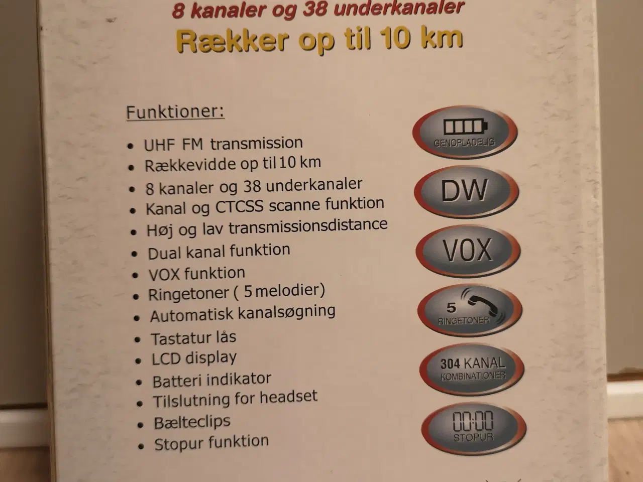 Billede 1 -  Rækker op til 10 km  Walkie-Talkie sæt