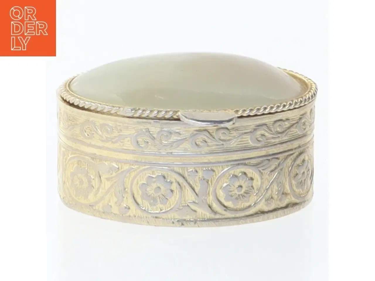 Billede 1 - Vintage smykkeskrin med Onyx Sten låg (str. 3,5 cm)