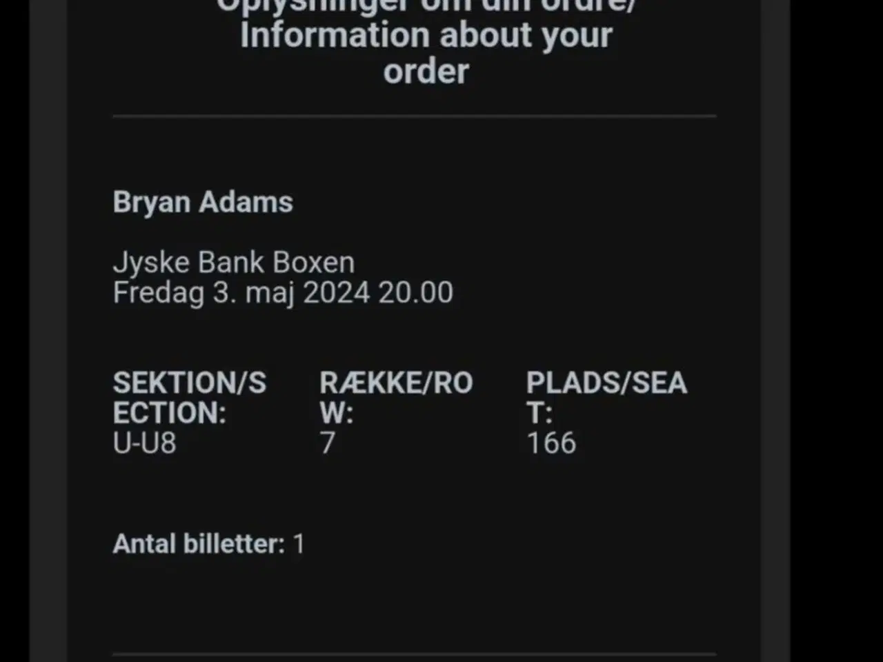 Billede 1 - ✅️ BRYAN ADAMS billetter / tickets - 3 MAJ