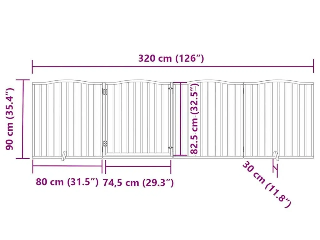 Billede 11 - Hundelåge med dør 4 paneler 300 cm foldbar poppeltræ sort