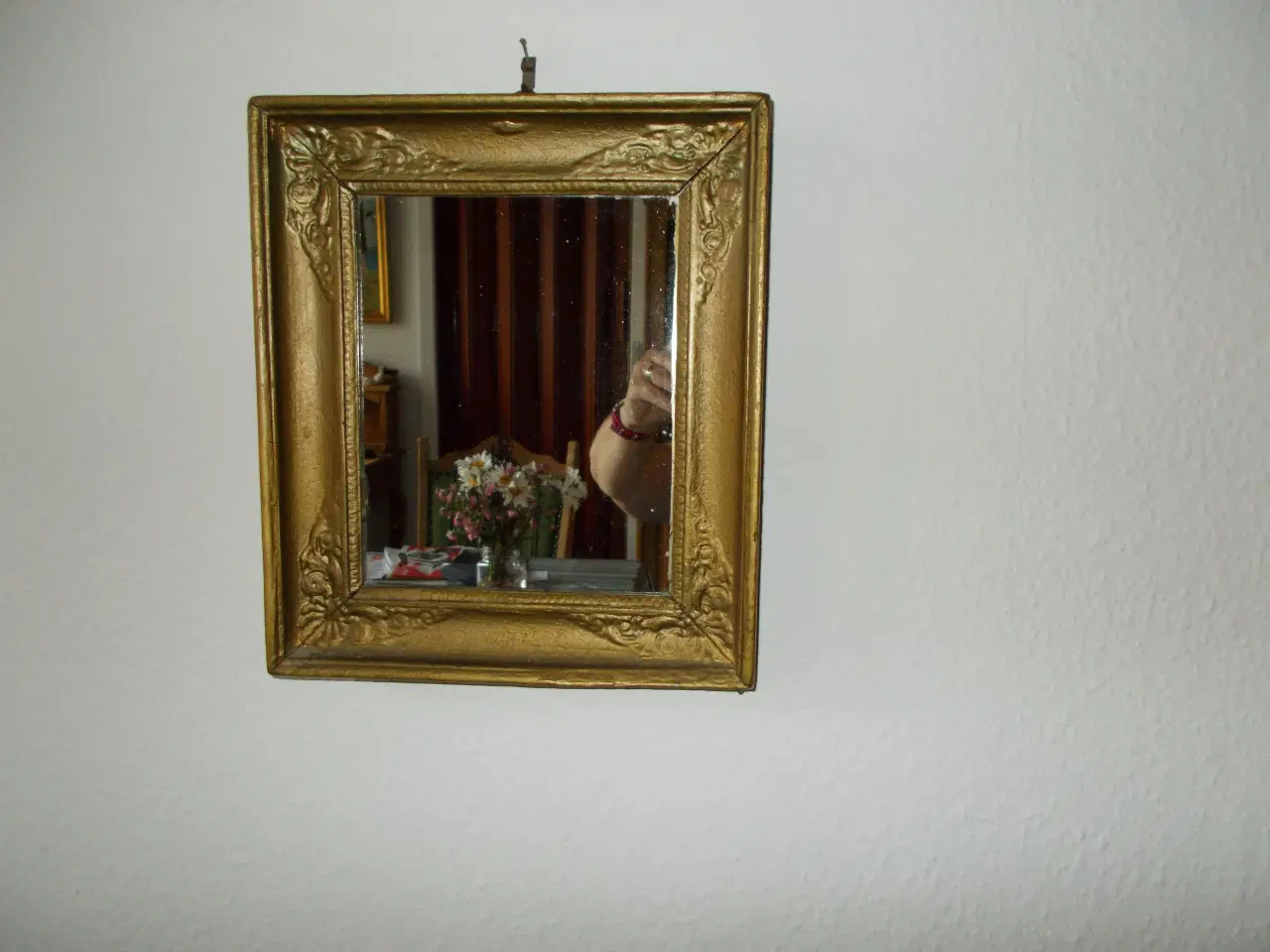 Billede 1 - Antikt lille spejl i guldramme