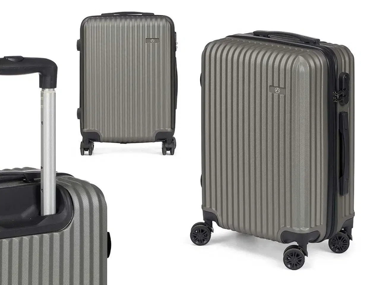 Billede 2 - Kuffert håndbagage 55 x 35 x 20 cm - mørkegrå med striber