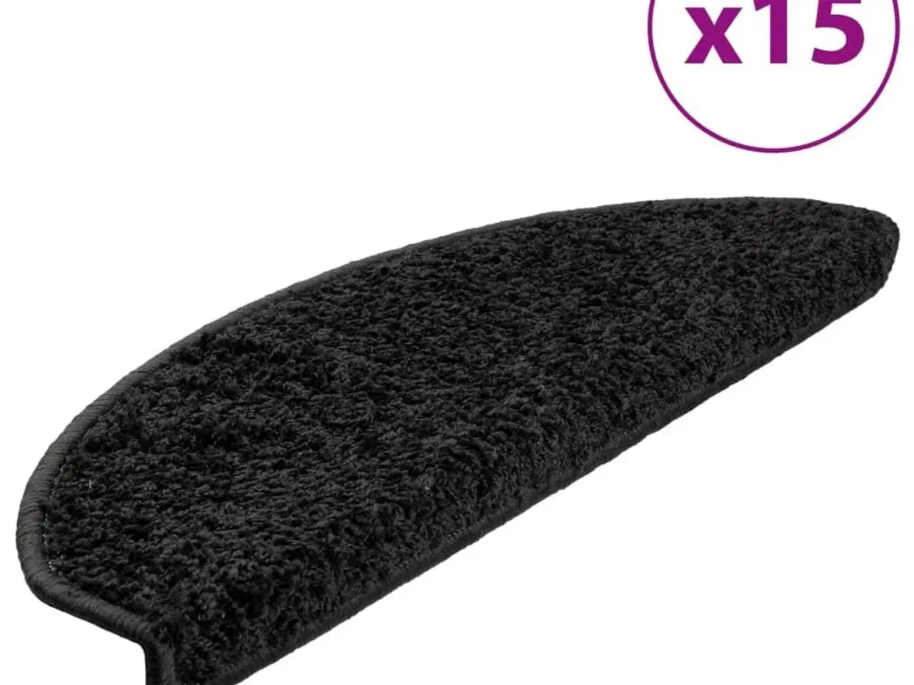 Billede 2 - Trappemåtter 15 stk. 65x21x4 cm sorte halvrunde store