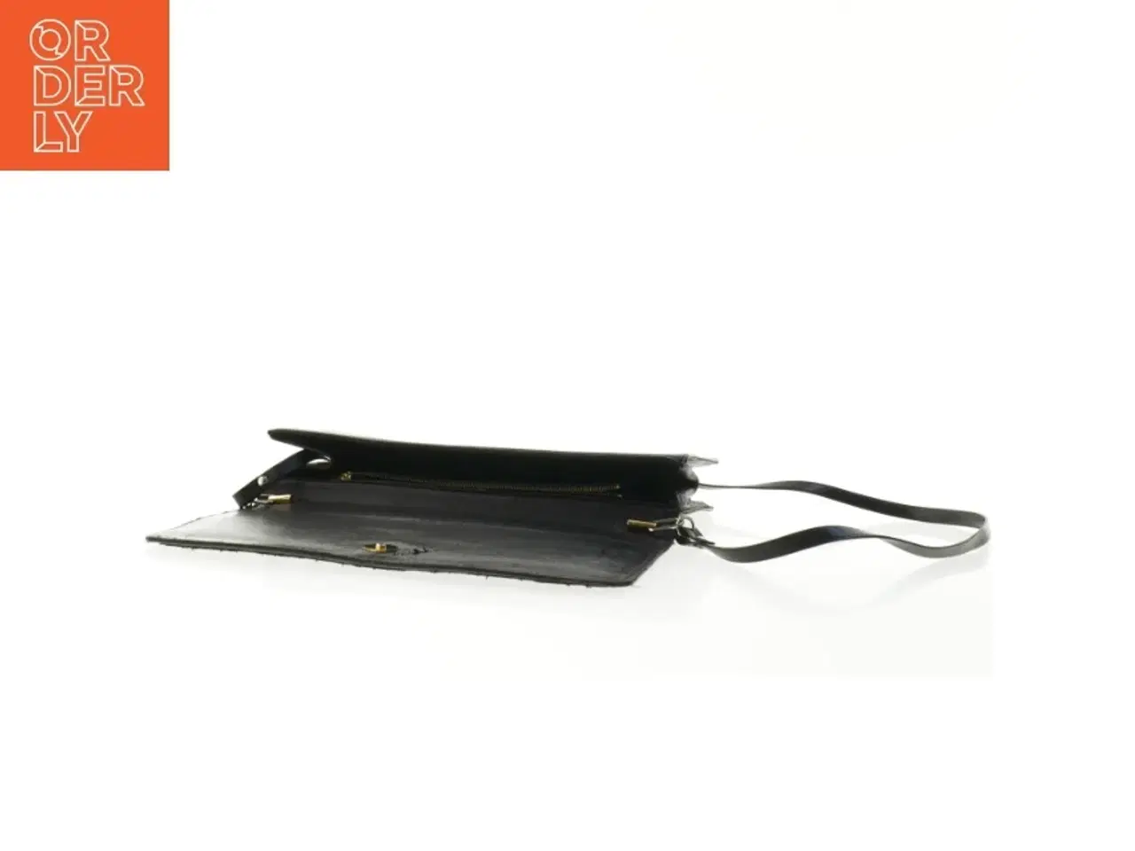 Billede 4 - Sort vintage skuldertaske i læder (str. 29 x 15 cm)
