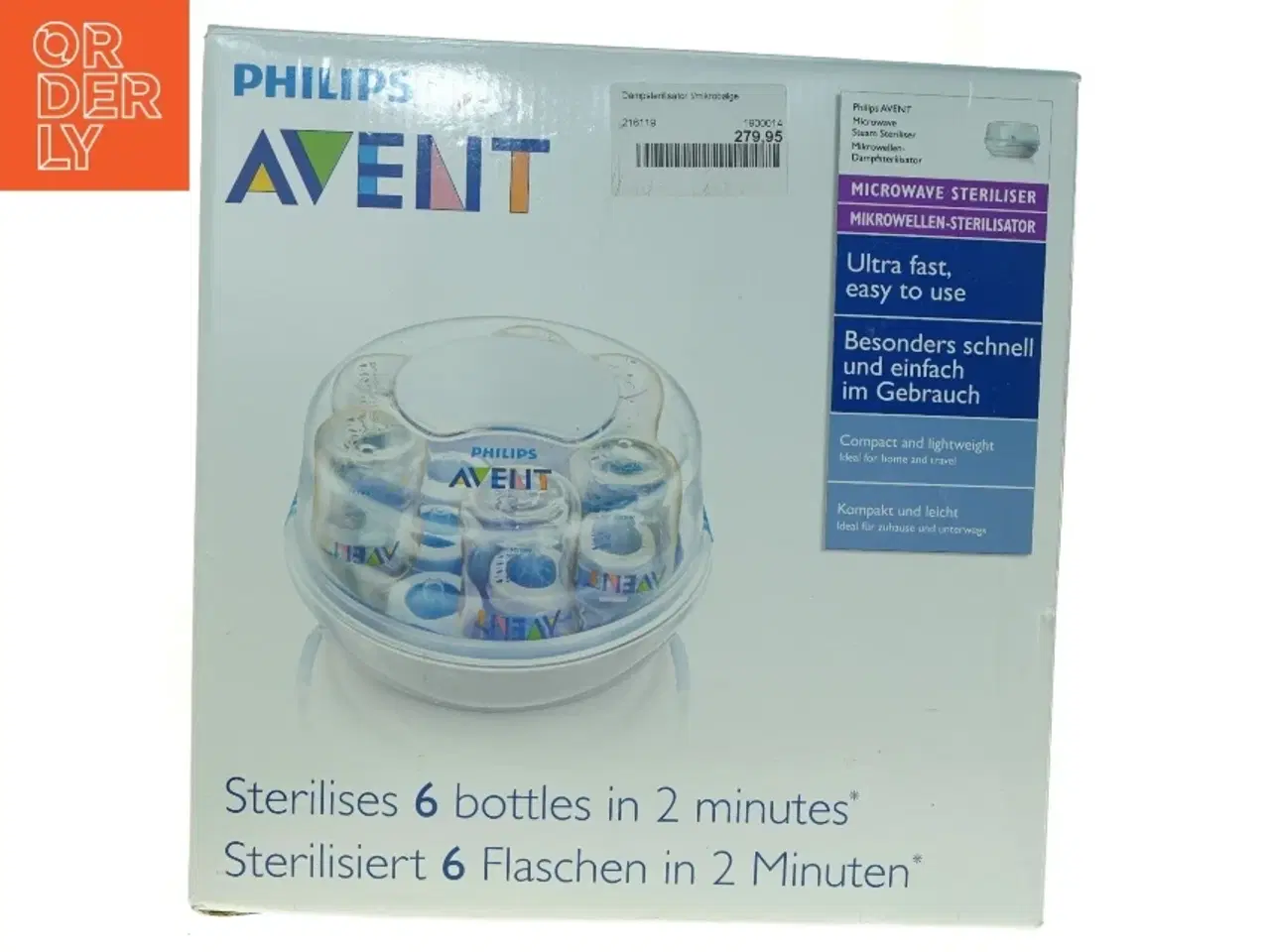 Billede 1 - AVENT flaskesterilisator fra Philips (str. 27 x 16 cm)