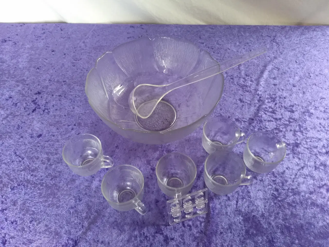 Billede 1 - Glas punch bowle FLEUR m. 6 glaskopper