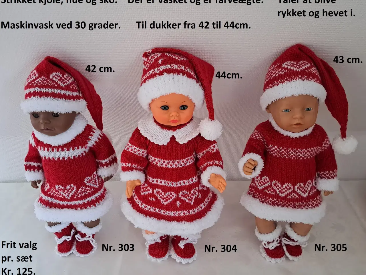 Billede 4 - Julekjoler og nissetøj til dukker fra 42 til 43cm.