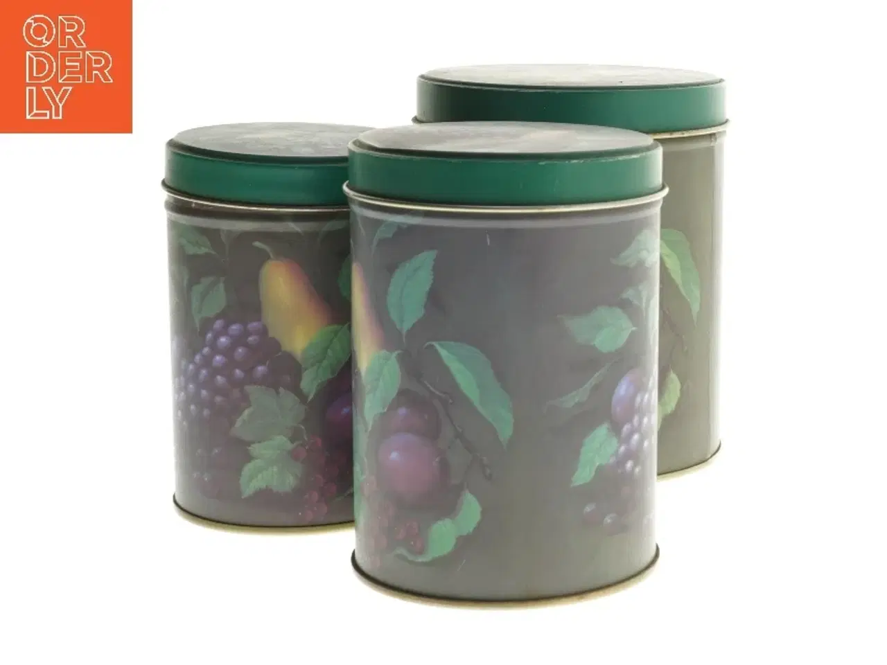 Billede 2 - Runde opbevaringsdåser med frugtprint (str. 11,5 cm og 13 cm og 13,7 cm)