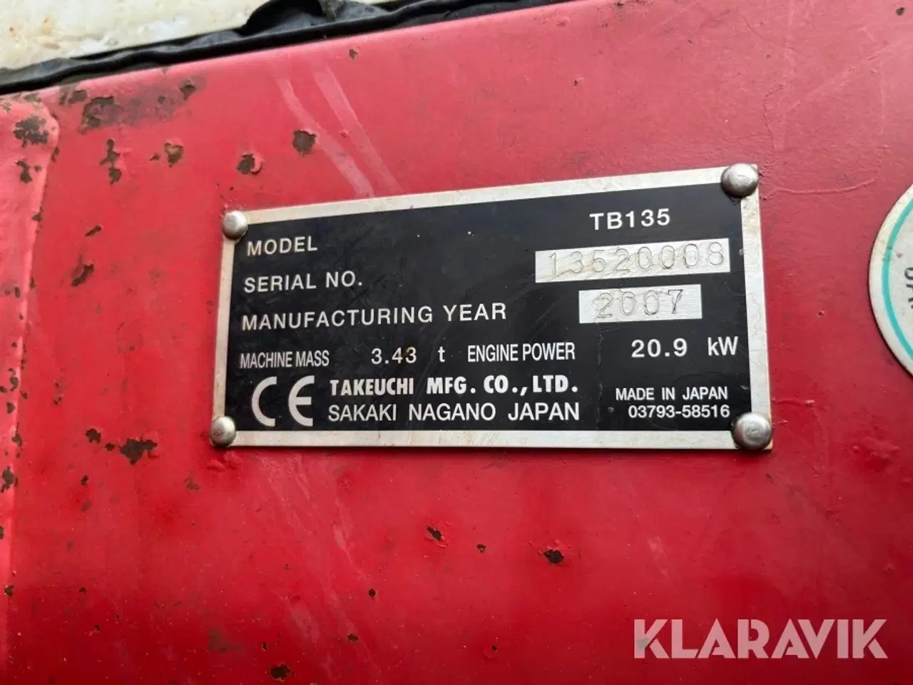 Billede 5 - Gravemaskine Takeuchi TB135