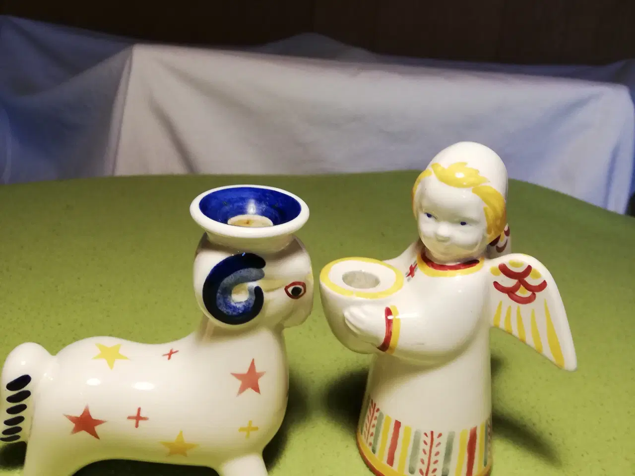 Billede 3 - 2 Aluminia fajance figurer engel og julebuk