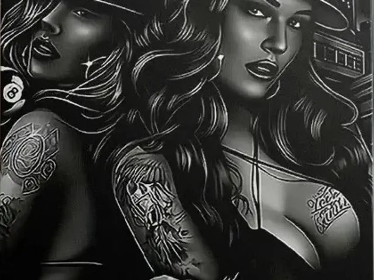 Billede 1 - * Lærredsmaleri/tryk; Tattooed women