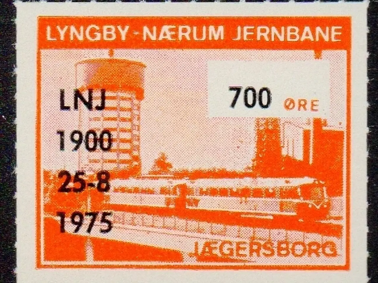 Billede 1 - Lyngby - Nærum - Jernbane - Jubilæum - Banemærke - 700 Øre - Ustemplet