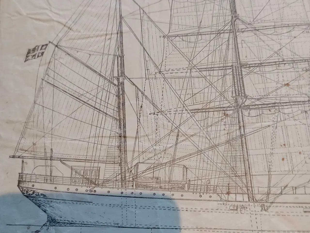 Billede 4 - Original tegning over skoleskibet Kjøbenhavn 