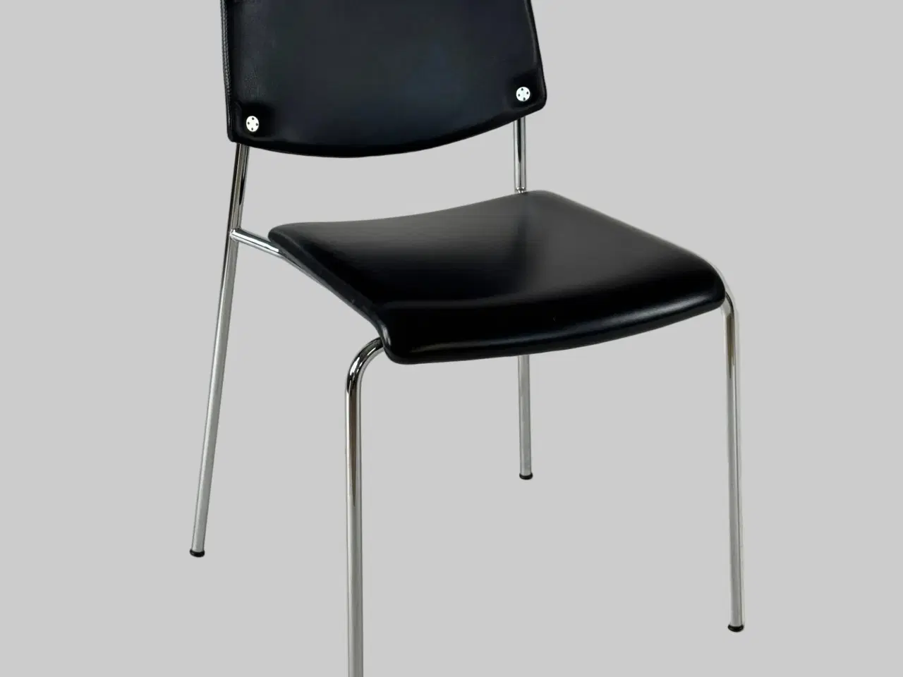Billede 1 - Magnus Olesen Pause Stol – Sort Læder/Krom Stel