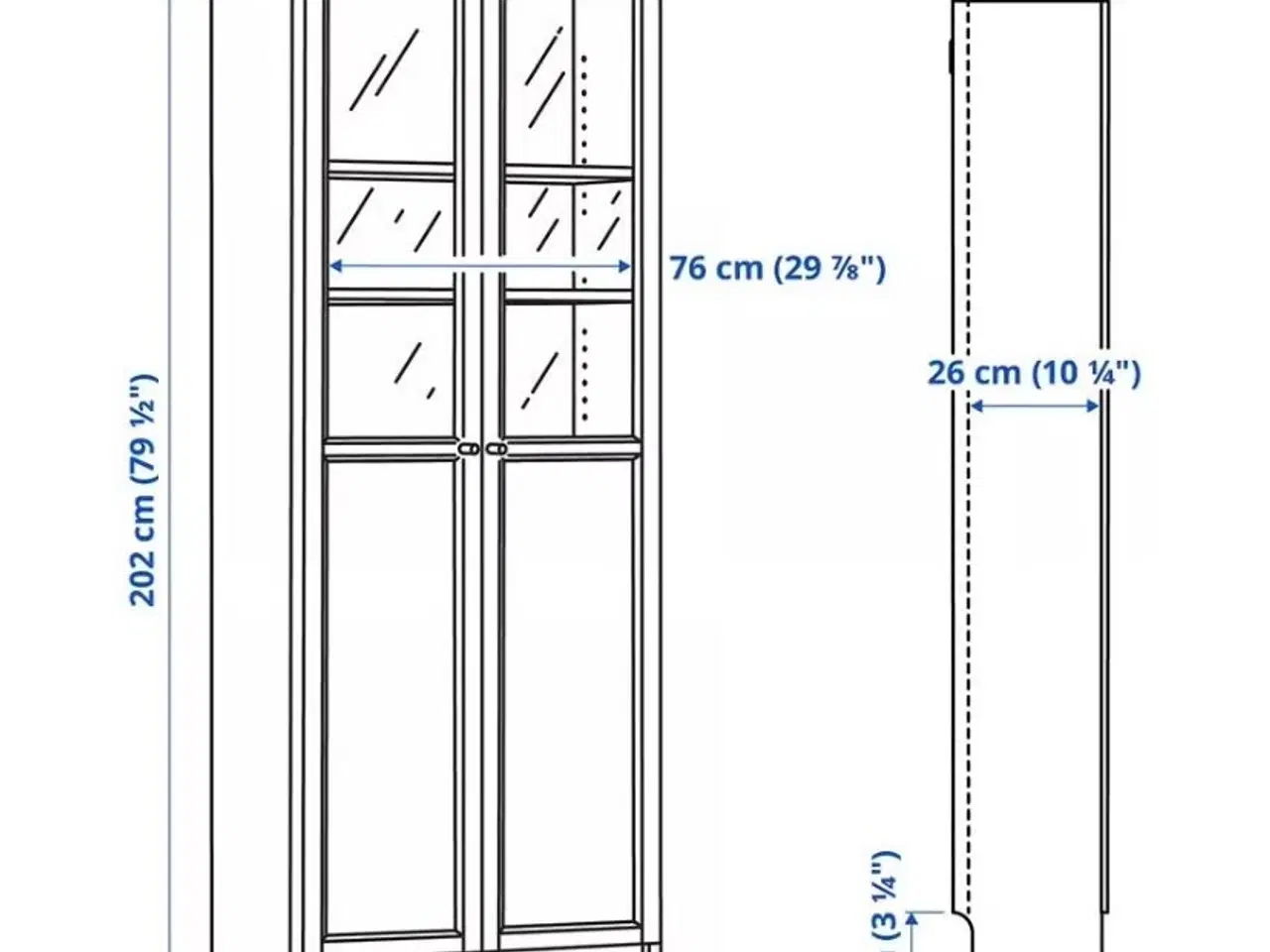Billede 2 - IKEA Vitrineskab 80x30x202 cm Hvid