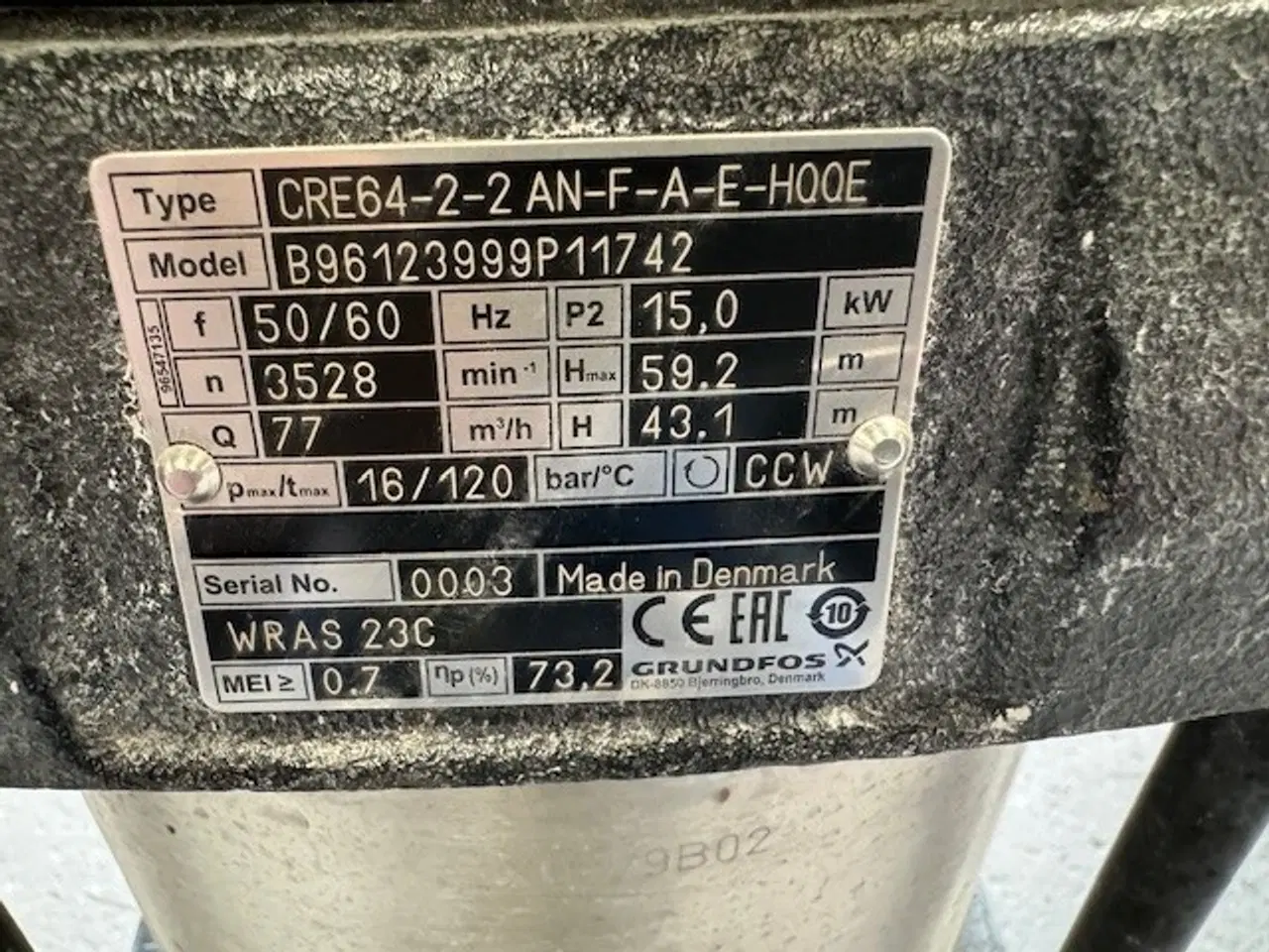 Billede 5 - Trykstyret 15 kW Grundfos Centrifugalpumpe