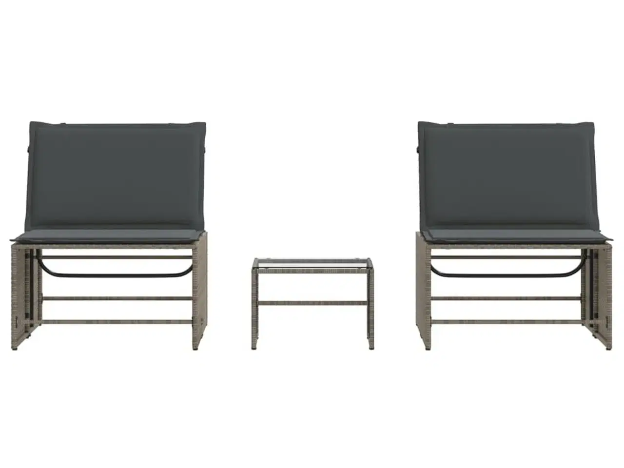 Billede 6 - Liggestole 2 stk. med bord grå polyrattan