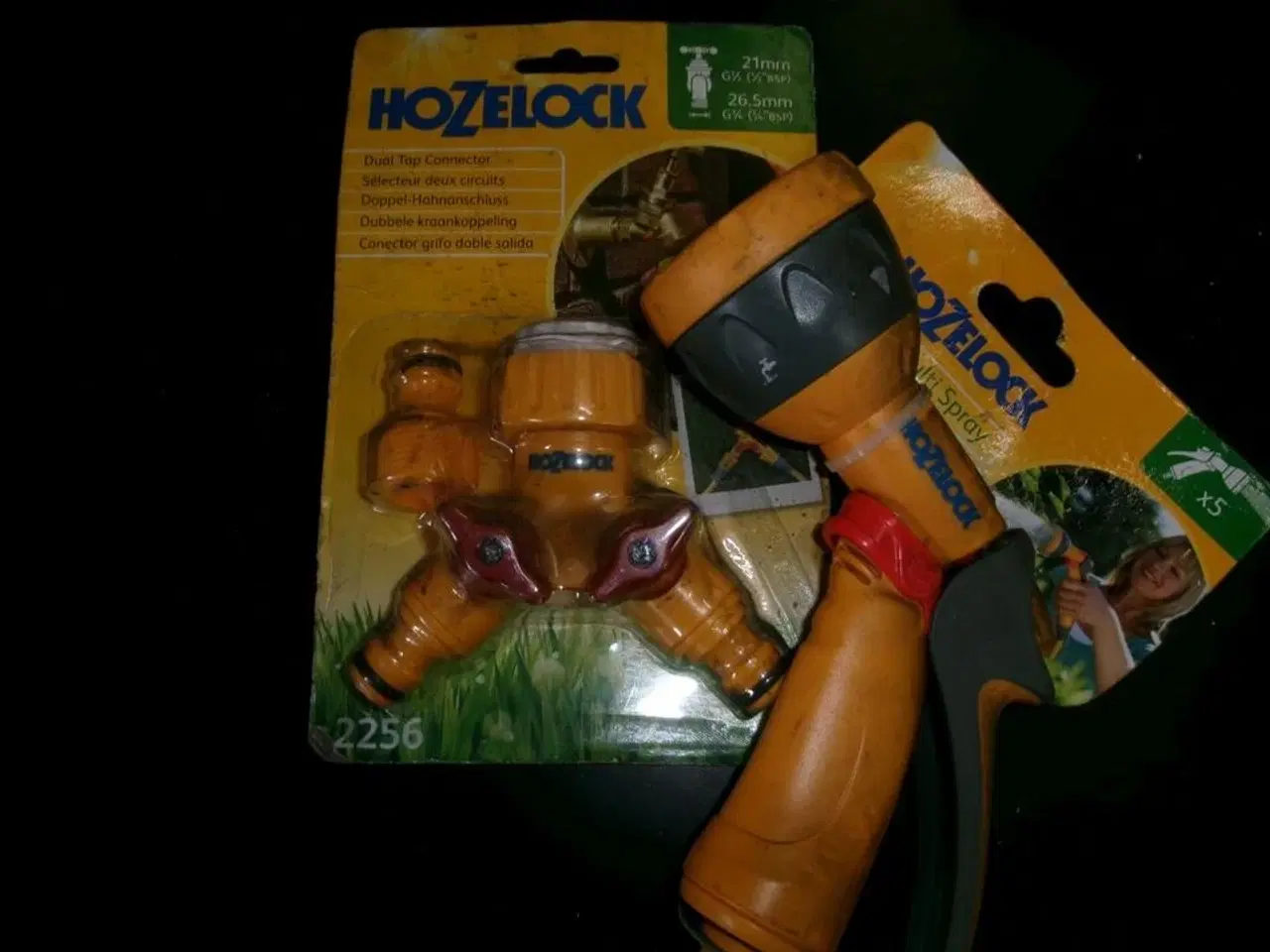 Billede 1 - Dobbelt. vandhanekobling + sprøjtepistol HOZELOCK