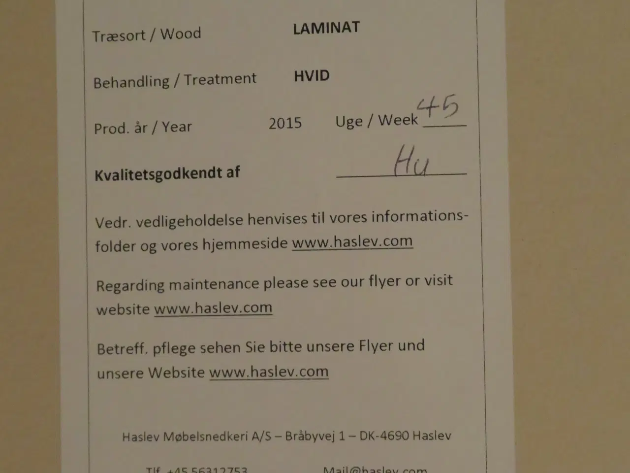 Billede 5 - Spisebord, Haslev, hvidt med stålben