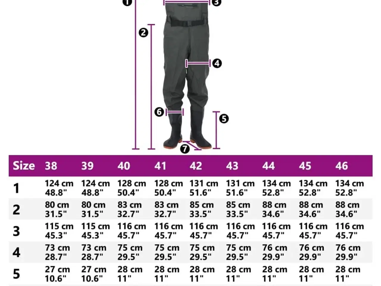 Billede 10 - Waders med støvler og bælte str. 43 mørkegrøn