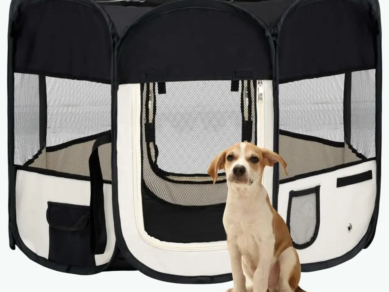 Billede 1 - Foldbar hundegård med bæretaske 90x90x58 cm sort