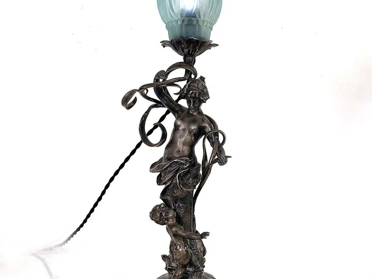 Billede 3 - Art Nouveau Lampe, Hvidmetal, 100 år gl