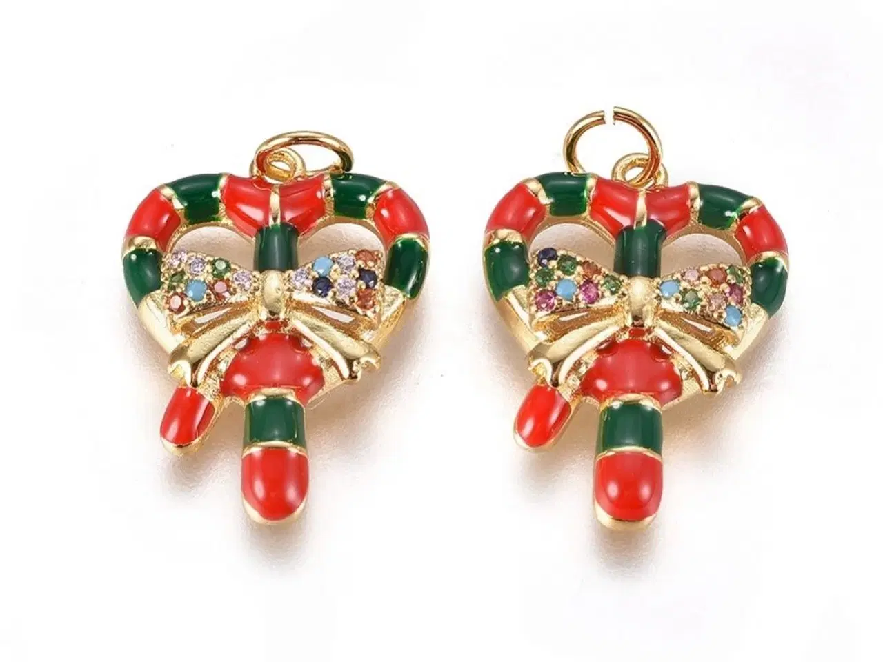 Billede 3 - Jule-øreringe, med Cubic Zirconia, og enamel