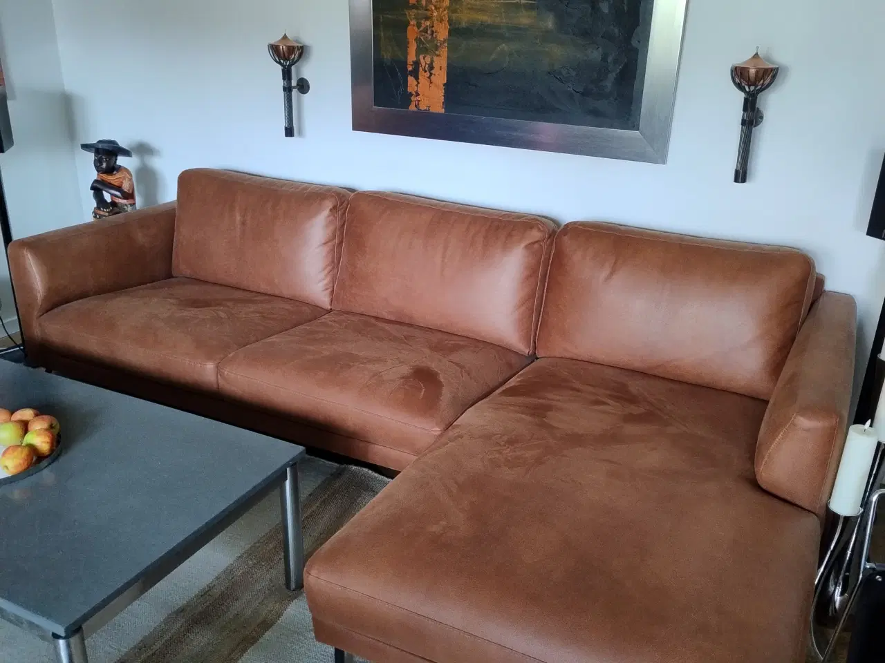 Billede 2 -  Cognacbrunt Kentucky 9 Chaiselong Sofa