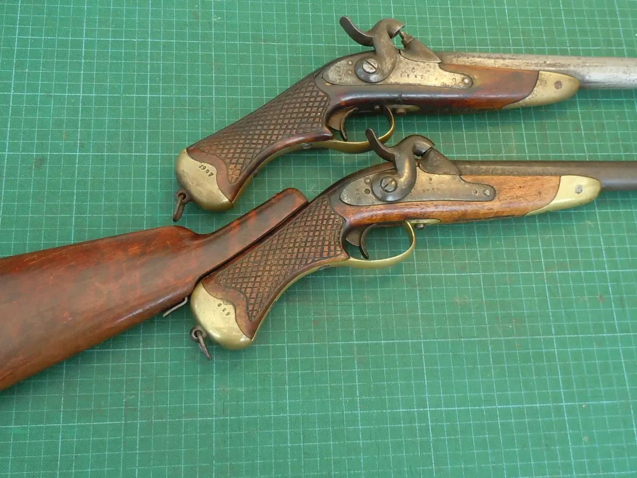Billede 3 - Pistolsæt M-1850 med løskolbe, flankørpistoler.