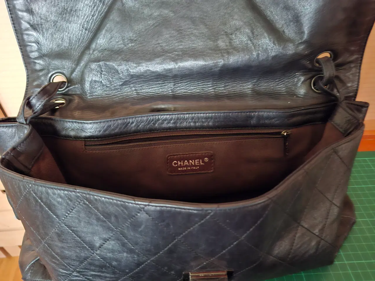 Billede 5 - Chanel taske sort quiltet læder grå / brun kanLOT