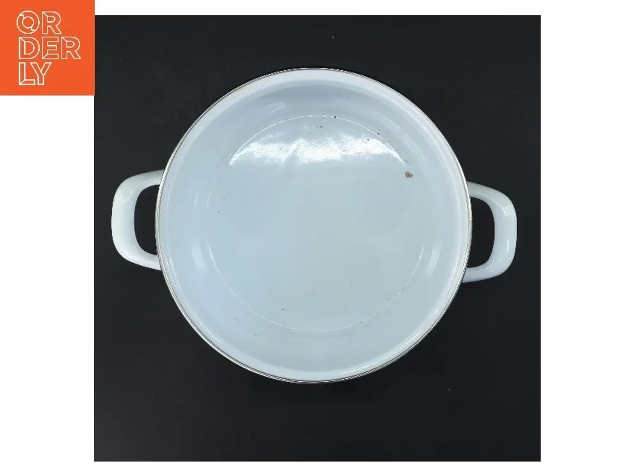 Billede 2 - Emaljeret gryde med orange mønster (str. Ø 22 cm)