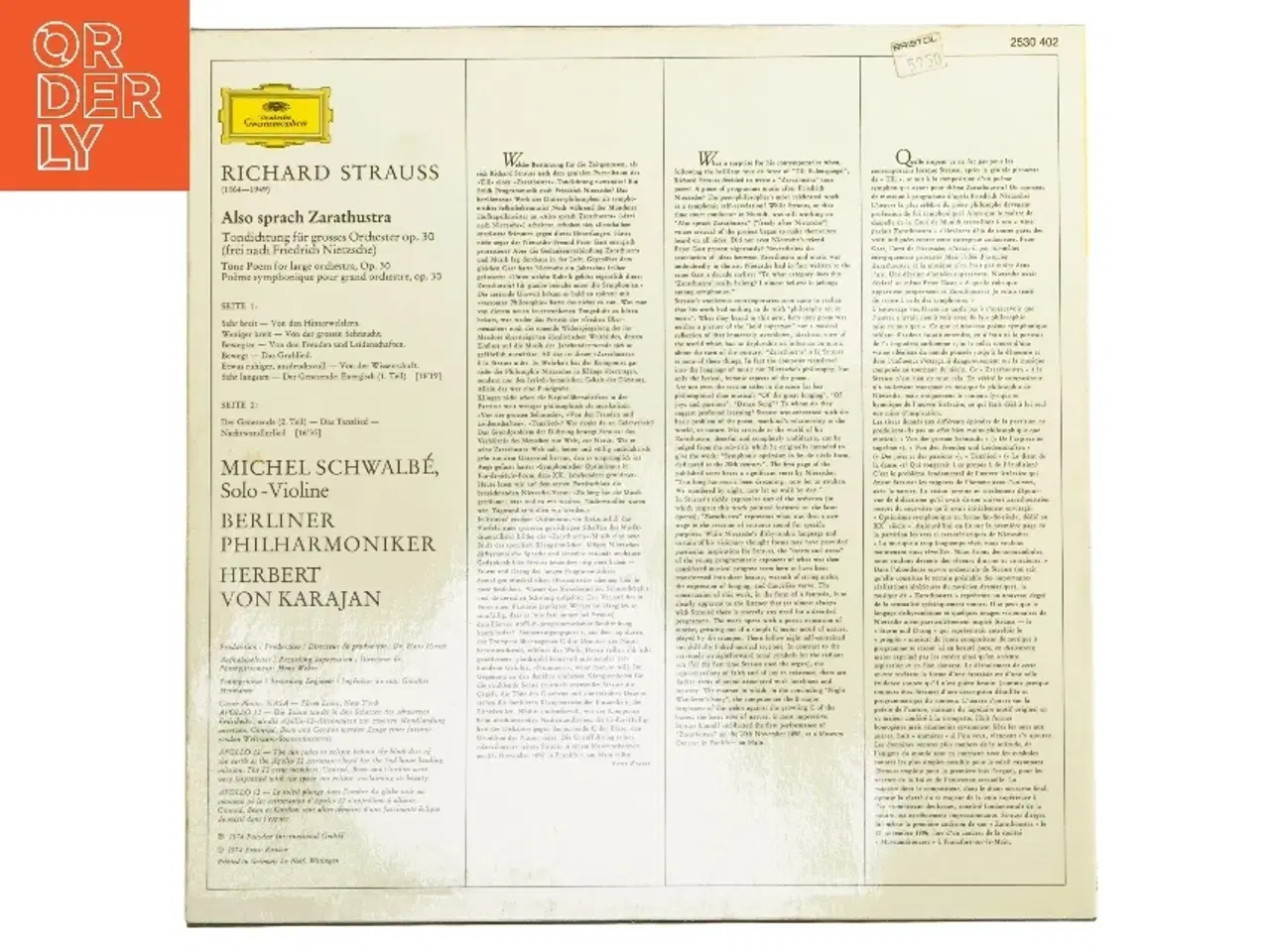 Billede 2 - LP: Richard Strauss - Also sprach Zarathustra fra Deutsche Grammophon